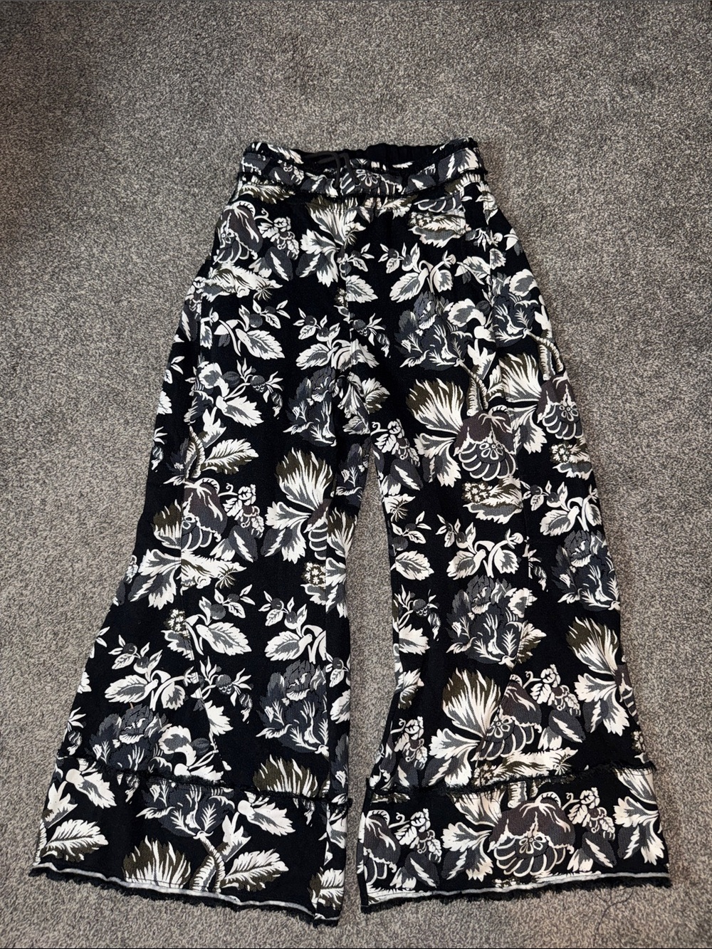 FP Movement Free People Floral Print Wide Leg Fleece-Lined Drawstring Pants XS